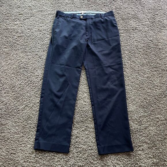 2X Peter Millar Durham High Drape Performance Pants Navy Blue Stretch Mens 33x30 - Picture 2 of 8
